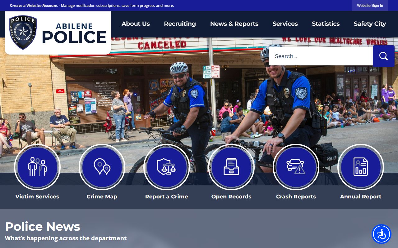 Abilene Police Department website for Abilene busted mugshots