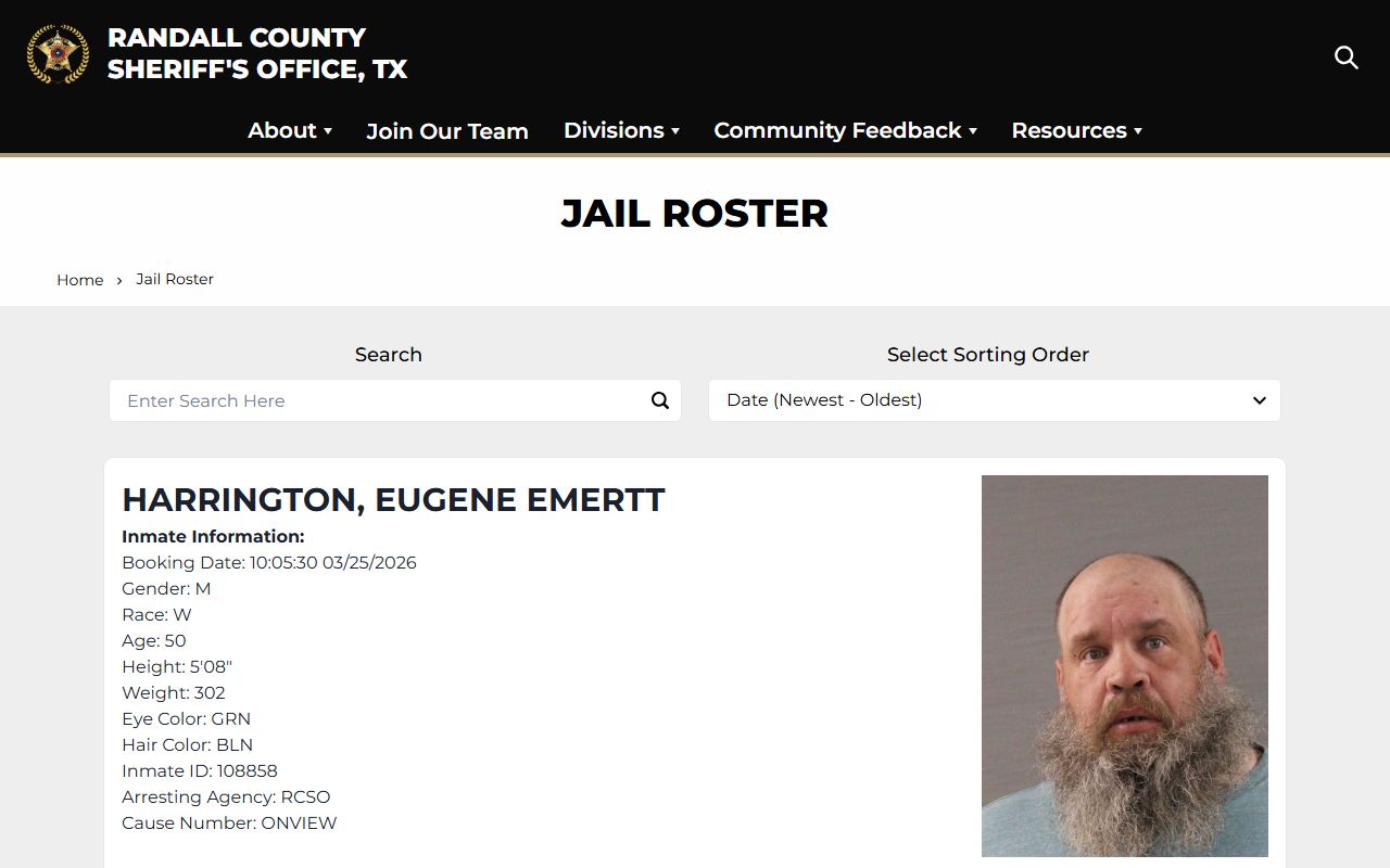 Amarillo busted mugshots Randall County Sheriff inmate search
