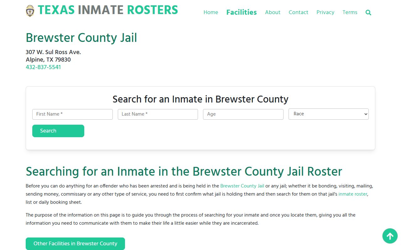 Brewster County busted mugshots inmate details page