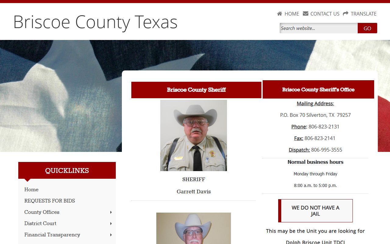 Briscoe County busted mugshots jail page in Silverton