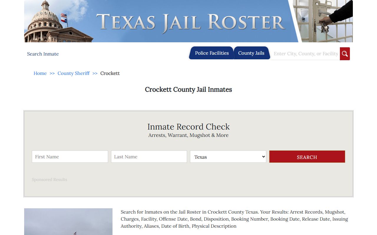 Crockett County busted mugshots jail roster search