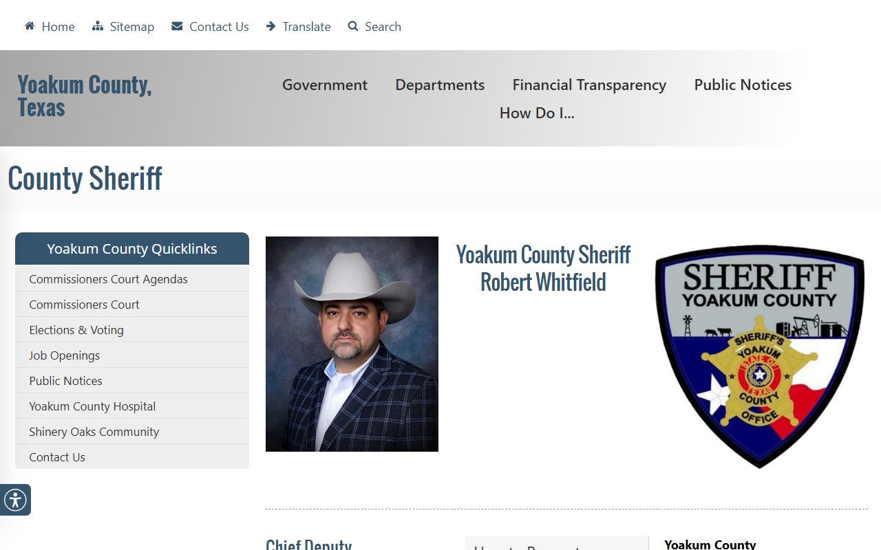 Yoakum County busted mugshots Sheriff page with jail info